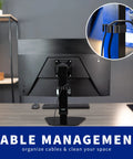 Durable Heavy Duty Freestanding Monitor Mount Desk Stand showing cable management feature for 17 to 32 inch screens.