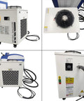 Jewelry Spot Welder 220V 200W Welding Machine With 2400W Chiller showing control panel and cooling unit details.