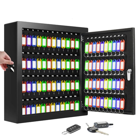 Open 100 Key Cabinet Lock Box With Anti Theft Function And Key Tags, Adjustable Wall Mounted Key Organizer Safe for home office use