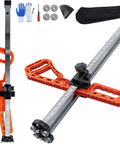 Upgraded Drywall Cutter With Dual Bearing System, Foldable Sheetrock Cutting Tool, 0.6 To 24 Inch Adjustable For 1/4 To 5/8 Inch Boards, Precision Sheetrock Cutter With 10 Blades And Carrying Bag, orange and gray