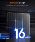 Premium 50 Watt Solar Panel Featuring Advanced N Type Cells And A Solid 25% Conversion Rate showcasing 16 busbar design for efficiency.