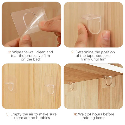 20 Pack Legit Heavy Duty Adhesive Shelf Brackets With Rock Solid Self Stick Backing For Kitchen Cabinets And Closets No Sweat tool-free install process steps.