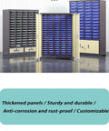 Tough Build Impact Resistant Stainless Steel Hardware Cabinet Featuring Six Spacious Drawers With Adjustable Shelves And Non Slip Base For No Sweat Bolt Nut Screw Organization Your Garage Shop Setup, showcasing thickened panels and clear organization.