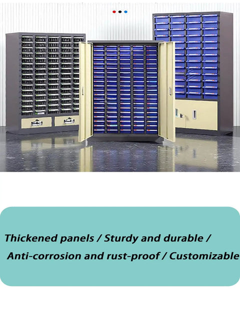 Tough Build Impact Resistant Stainless Steel Hardware Cabinet Featuring Six Spacious Drawers With Adjustable Shelves And Non Slip Base For No Sweat Bolt Nut Screw Organization Your Garage Shop Setup, showcasing thickened panels and clear organization.