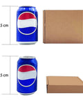 Heavy Duty 5X4X1 Small Shipping Boxes 50 Pack next to a soda can for size reference, brown corrugated cardboard mailer.