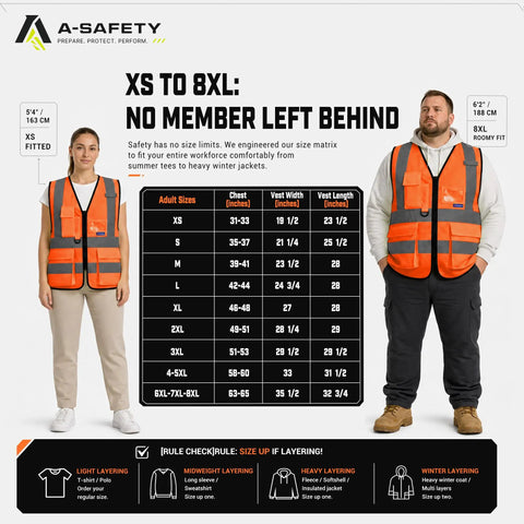 Big And Tall High Visibility Safety Vest Orange Reflective Construction Workwear Hella Roomy Loose Fit Polyester Machine Washable No Sweat Heavy Duty Outdoor Gear