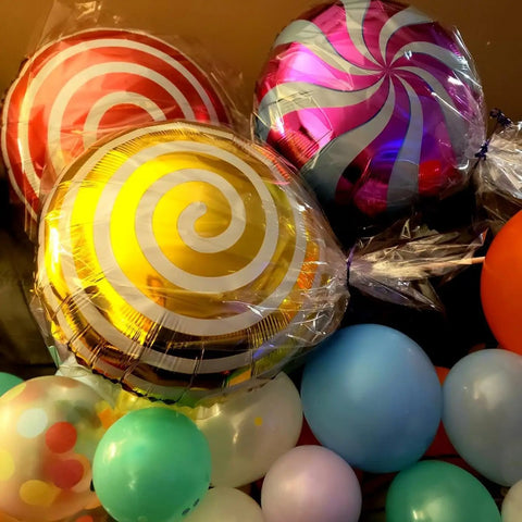 Candy Theme Balloon Set 12 Pcs Mylar Foil Balloons Colorful Candy Circle Round Balloons For Birthday Party Decor