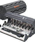 Slick Cordless Mini Electric Screwdriver Kit With 123 Precision Bits And Compact Roll Up Case showcasing bits and handheld screwdriver.