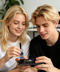 Two people using Phone Screen Scratch Remover Kit For Smartphones, Tablets And Smartwatches, Universal Repair Solution