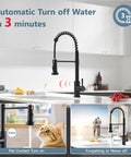 Glossy Black Touchless Kitchen Faucet With Pull Down Sprayer, Single Handle, Wave To Activate Sensor, Auto Shutoff After 3 Minutes