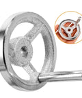 Pro Grade Ergonomic Lathe Hand Wheel Set, Carbon Steel, Chromed Finish, Square Edge Design, 2 Pack Reducing Hand Fatigue For Milling And Drilling Machines, Universal Fit For Long Run Sessions; chrome lathe hand wheel with handle