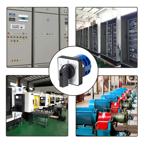 LW28-32 Changeover Switch 3 Position 8 Terminal in control panels and motor circuits, showcasing its heavy duty industrial application.