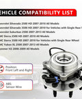 Two Pack Front Wheel Bearing And Hub Assembly For Chevy Silverado 2500 3500 HD Suburban 2500 GMC Sierra 2500 3500 HD Yukon XL 2500 Hummer H2 8 Lug With ABS Beefed Up Heavy Duty Truck Parts on compatibility list background