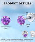 Top Shelf Implant Grade Titanium Screw Back Earrings Hypoallergenic Nickel Free Frame crafted with 5mm purple cubic zirconia.