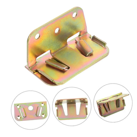 Heavy Duty Bed Rail Fastener Brackets Six Piece Kit With Reinforced Hinge Buckles For Secure Bed Frame Support No Sweat Assembly Rock Solid Stability And Built Tough Durability metallic U-shaped bracket with hinge