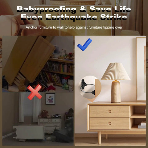 10 Pack Furniture Anchors For Baby Proofing Anti Tip Wall Straps Heavy Duty Metal Safety Anchors For Cabinets Dressers
