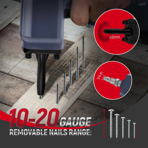 Heavy Duty Pneumatic Nail Puller And Air Punch Nailer Crafted Tough To Yank Out 10 To 20 Gauge Spikes Removing nails from wood.