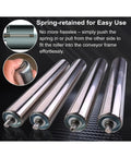 Heavy Duty Spring Loaded Stainless Steel Roller And Reinforced Conveyor Idler Bearing For Industrial Warehouse Logistics Gear with spring-retained design for easy use.