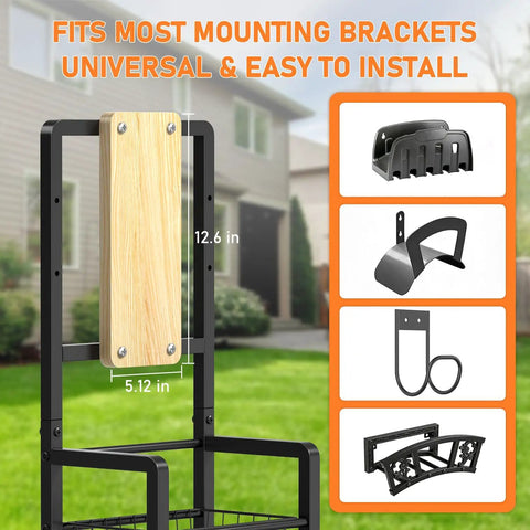 Freestanding Garden Hose Reel Stand For Outdoors No Wall Drilling Required With Sturdy Mounting Brackets diagram and dimensions