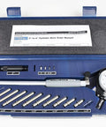 Fowler cylinder bore gauge, 6" range, in blue case with dial indicator and interchangeable probes.