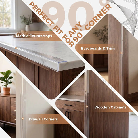 Bang For Your Buck Wall Corner Protector And Self Adhesive Clear Plastic Edge Guard Keep Your High Traffic Spots Tight With Solid Scratch Defense And Quick Peel Application 6 Pack on marble countertops and wooden cabinets.