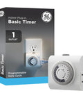 24 Hour Mechanical Outlet Timer Switch For Indoor Lights And Seasonal Decor Plug-In Single Polarized Outlet With Pushpin Dial