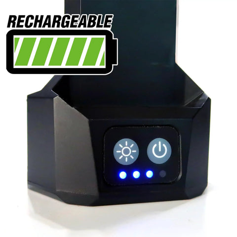 Close-up of rechargeable feature on Tri Mobile 2000 Lumen Area Work Light With Tripod Mount Three Panel LED Flood Light.