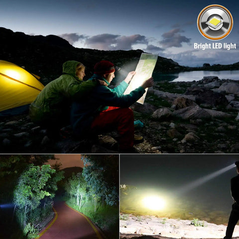 Rechargeable Headlamp With Ultra Bright LED Waterproof Built In Battery Lightweight And Compact All Day Battery Life For Outdoor Camping Fishing Hiking Running used in outdoor night activities.