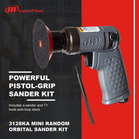 Mini Random Orbital Sander Kit With 3 Inch Pad Lightweight 1.3 Lb Body 100 Degree Ergonomic Grip 0.2 HP Motor