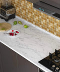 Kitchen countertop with Marble Look Contact Paper 317x36 Inch Grey White Waterproof Matte Vinyl Wallpaper Peel And Stick Self Adhesive Roll.