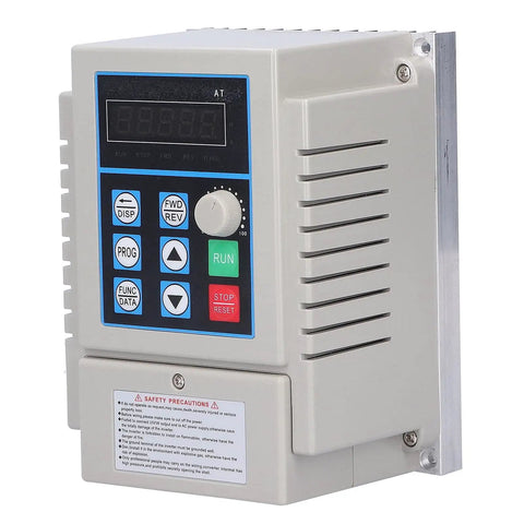 750W 110V Single Phase To 3 Phase VFD Inverter Frequency Converter With 50 to 60Hz Output front view showing controls
