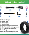 66 Ft Drip Irrigation Kit With Dope 20 Piece 360 Degree Adjustable Misting Nozzles And 0.3 Inch Hose components