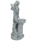 Saint Francis Of Assisi Garden Statue With Bird Bath Feeder For Outdoor Yard Art 19 Inch Cast Stone Resin In Gray Stone Finish