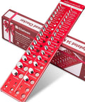 Thread Checker Kit For Bolts And Nuts With 42 Size Gauge, 19 Standard And 15 Metric Thread Gauges in a red tool rack