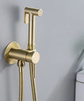 Warm Water Bidet Sprayer With Hot And Cold Brass Rough In Valve And SUS304 Stainless Steel Round Handheld Attachment Brushed Gold