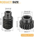 uxcell 1045 steel worm gear set: 20T worm gear and wheel, 1.25 mod, 1:20 reduction, bore 12mm, OD 28mm, right-rotation