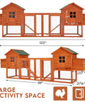 Dimensions of Big Ol Wooden Chicken Coop With Run For 4-6 Chickens, 2-Tier Outdoor Hen House, Weatherproof Fir Wood