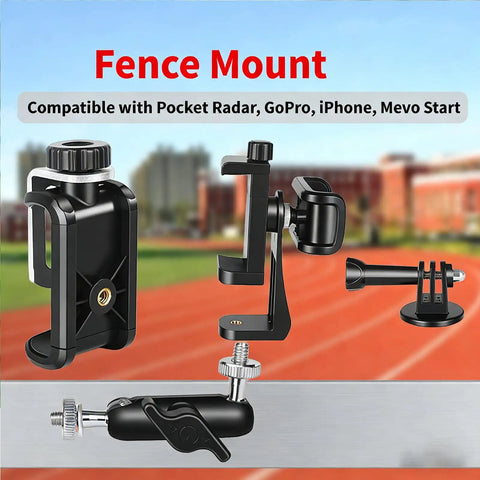 4-In-1 Universal Fence Mount Kit With Tripod Adapter For Recording On The Go Compatible With Pocket Radar GoPro iPhone Mevo Start