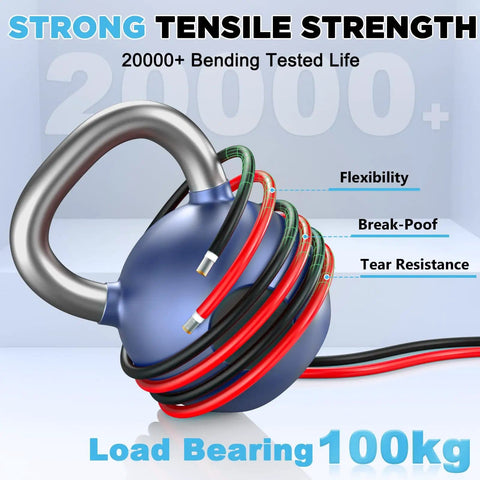 10 AWG Solar Wire 50 Foot Tinned Copper PV Cable Set wrapped around heavy-duty lock showcasing tensile strength and durability