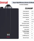 Built Heavy Duty Commercial Propane Tankless Water Heater Runs Straight Up Smooth With Powerful Condensing System Delivers Nine Gallons Per Minute Of Blazing Hot Water Perfect For Indoor Jobs And Non Stop Workflow, showing Rinnai CU160iP model.