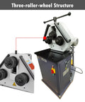 Heavy Duty Electric Pipe Bender Machine Delivering Knockout Tube Curves And Easy Roller Adjustments detailed three-roller-wheel structure.