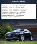 Car parked in front of a garage illustrating vehicle fitment for Hyundai and Kia models from 2011-2018.