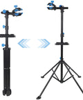 Portable Adjustable Bike Repair Stand For Home Mechanics 42.5 To 74 Inch Telescoping Steel Work Stand With 360 Degree Clamp Tool Tray
