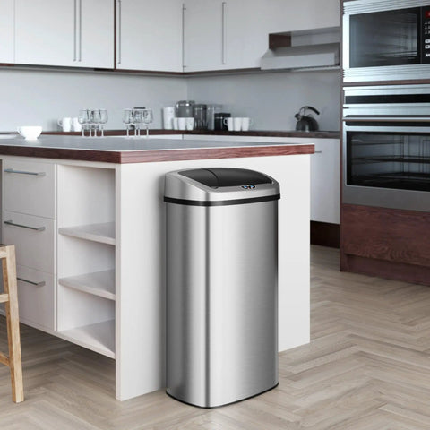 Extra Large 91L Hands Free Touchless Sensor Trash Can With AbsorbX Odor Filter, Stainless Steel Heavy Duty Commercial Kitchen Bin