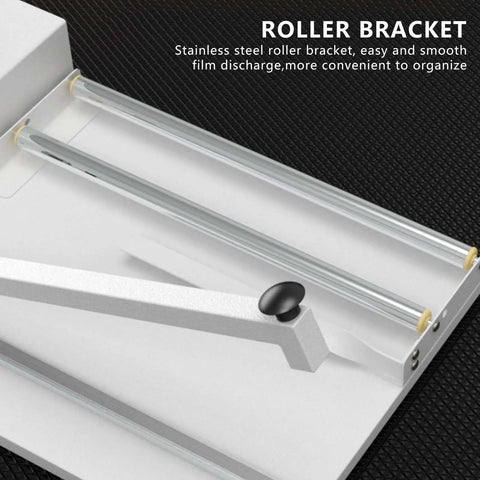 Heavy Duty Shrink Wrap Sealer Machine, 450W To 800W Heat Fuser showing stainless steel roller bracket for smooth film discharge.