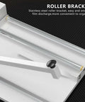 Pro Grade Manual Shrink Wrap Machine With Heat Sealer And Cutter featuring stainless steel roller bracket for smooth film discharge.