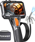 Dual Lens Articulating Borescope With 1080P Endoscope Camera, Two Way Flex Probe, 5.3ft Semi Rigid Cable For Engines, Pipes, HVAC Ducts And Industrial Equipment See Hidden Damage Clearly. handheld inspector with case
