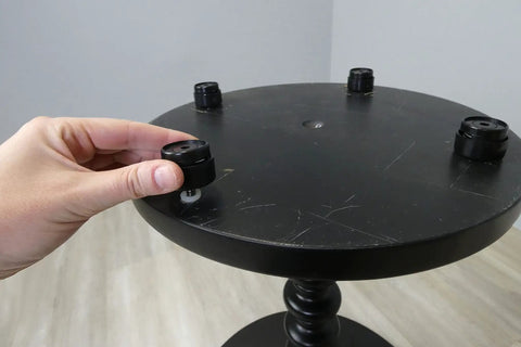 Installing 16 Pack Self Leveling Table Glides With Quarter Inch Threaded Stem And Adjustable Feet And Hardware under table