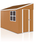 Heavy Duty Metal Tool Shed With Windows Lockable Door And Ventilation Weatherproof Outdoor Storage For Backyard And Lawn Gear 8 By 4 Feet Durable Brown Finish Built To Last For Tool Organization And Patio Equipment
