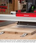 Heavy Duty Slab Flattening Mill Pro Extended With Hella Wide 48X134 Inch Capacity router sled jig clamped to wood slab